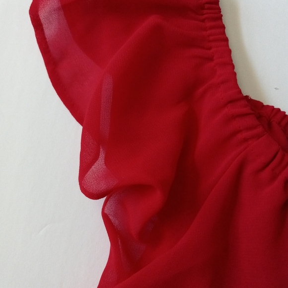 Express Red Flowy Crop Top Blouse. Juniors Small. - Picture 3 of 11